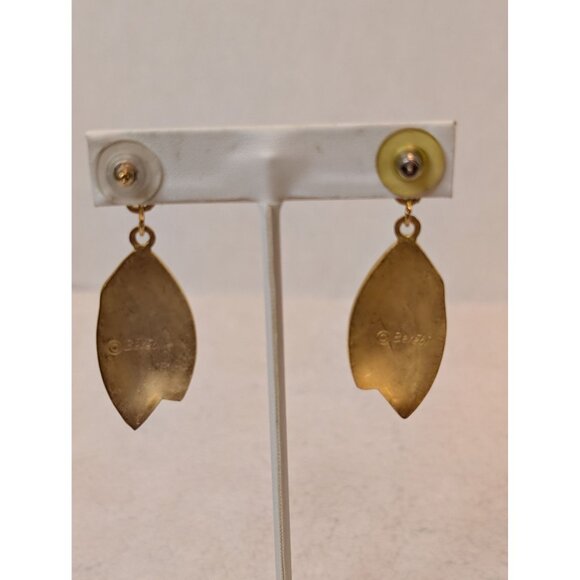 Gold-Plated Pink Swirl Drop Post Earrings By Berebi Designer Jewelry - Picture 3 of 7